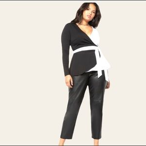 Eloquii Colorblock Wrap Top